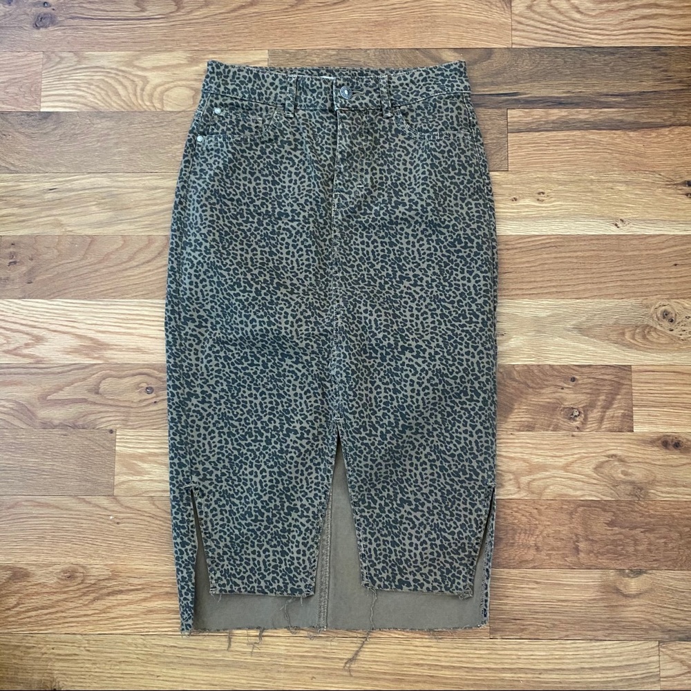 Zara Leopard Midi Skirt